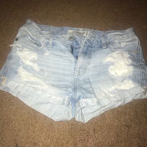 Light wash denim shorts